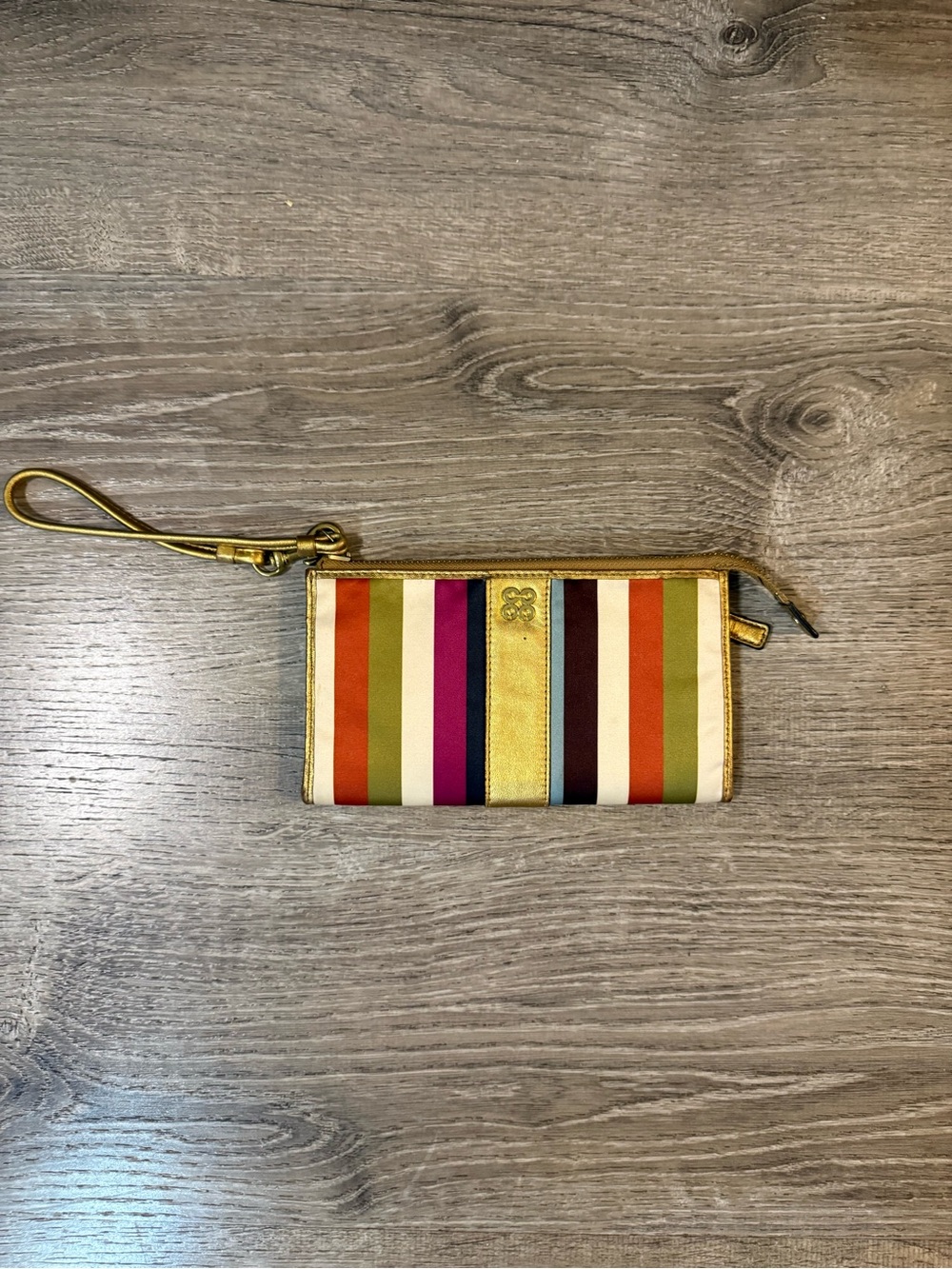Coach Legacy multi color stripe wristlet